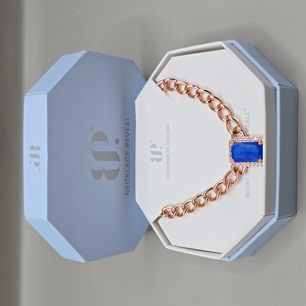 Bomb Party Necklace Clearly She's Fire Genuine Lapis Rose Gold Plating NK85886